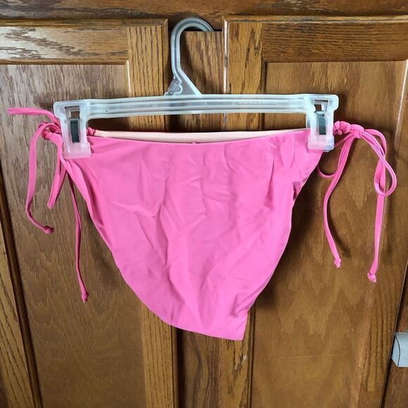 J Crew Pink Curved Waist Cheeky String Bikini Bottom w/Beads - L - Picture 7 of 10